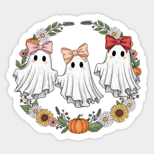 Floral Ghosts with Bows Design Sticker